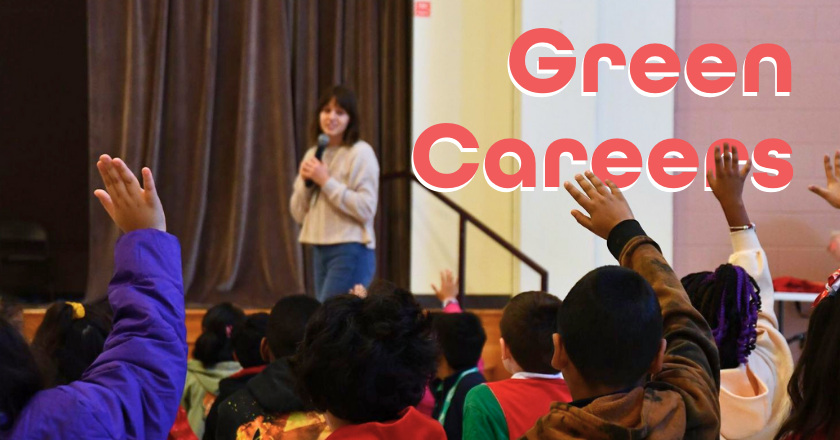 A speaker with students for Green Careers